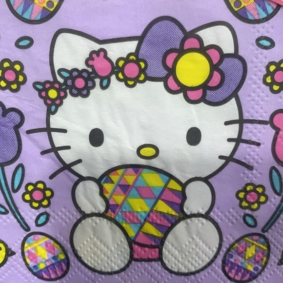 Sanrio Hello Kitty Purple Spring Easter Set of 40 Beverage Napkins New Package - Picture 2 of 9